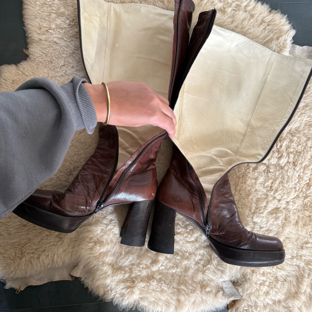 Miu Miu Dark Brown Heeled Boots - Picture 5 of 12